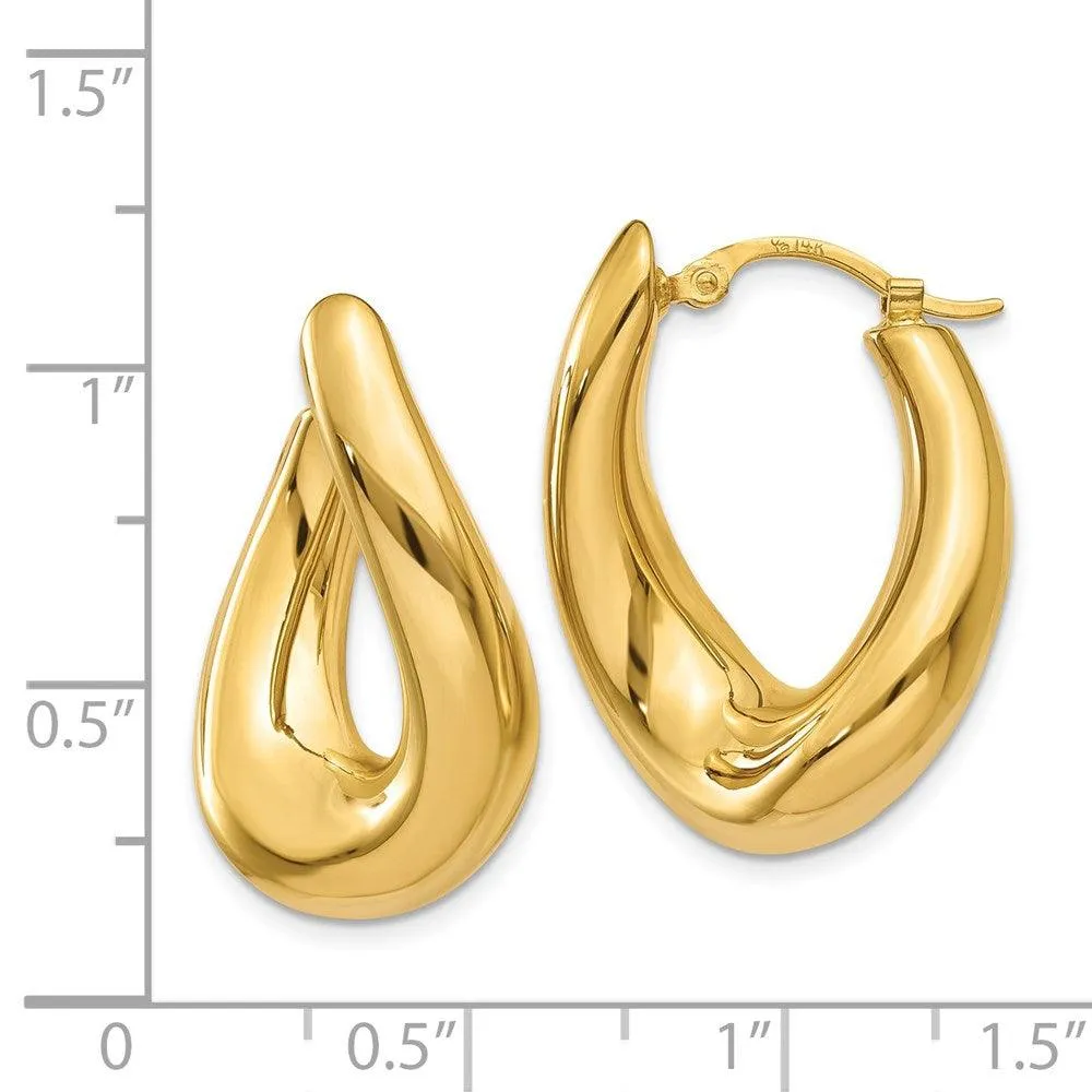 14k Twisted Oval Hoop Earrings