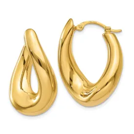 14k Twisted Oval Hoop Earrings