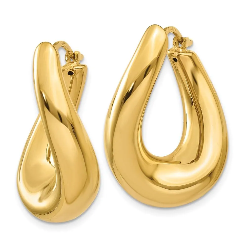 14k Twisted Oval Hoop Earrings