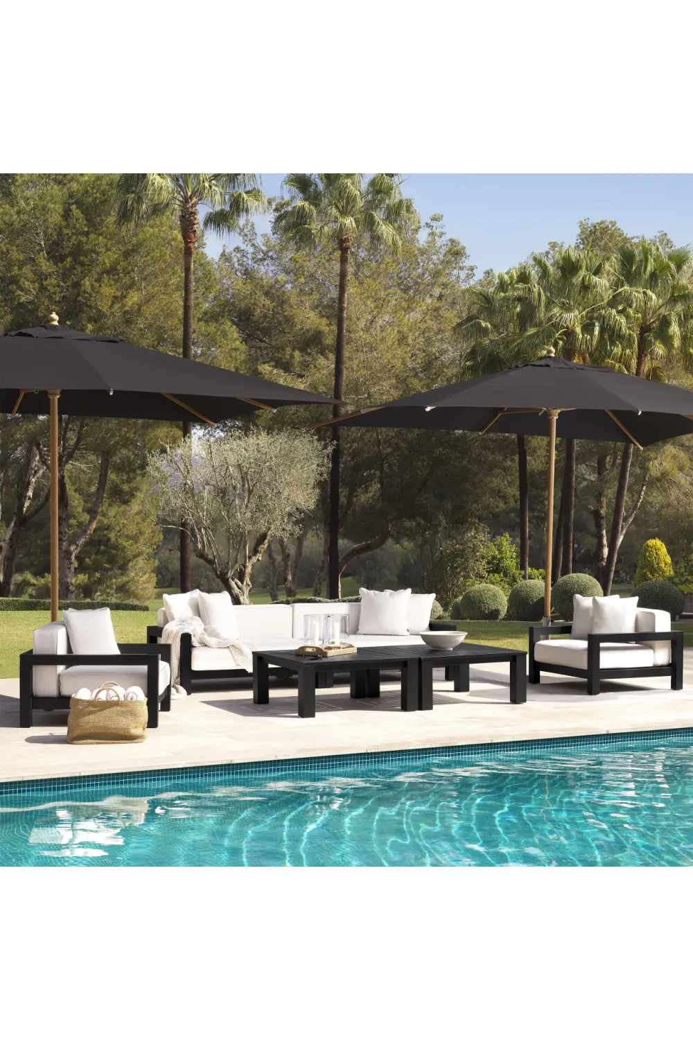 Black Beige Sunbrella Outdoor Sofa | Eichholtz Cap-Antibes