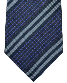 Canali Silk Tie Dark Blue Gray Purple Stripes - 2024 Collection