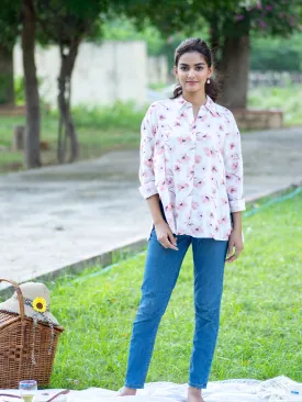 Cherry Blossom Oversized Cotton Shirt