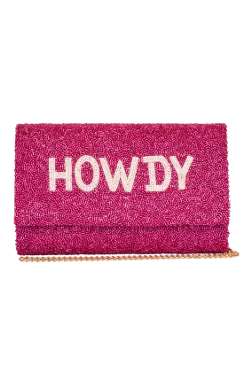 Christina Greene Howdy Beaded Clutch Bag - Pink