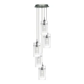 Duo I Chrome & Double Glass 5 Light Pendant Searchlight