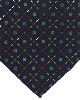 E. Marinella Silk Tie Navy Geometric Design - Wide Necktie