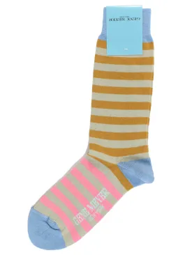 Gene Meyer Mens Designer Striped Socks - Made in Italy, On Sale