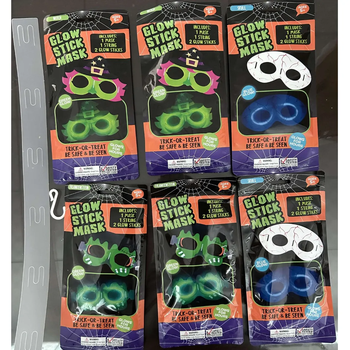 Glow in The Dark Halloween Mask and Glowstick - 6 Pieces Per Pack 24776