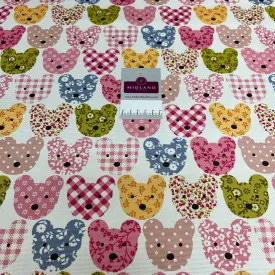 Ivory Teddy Face 100% Cotton Canvas Craft Fabric  MK856-25