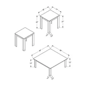 MONARCH 3-PIECE CAPPUCCINO SQUARE TABLE SET WITH MARBLE TOP