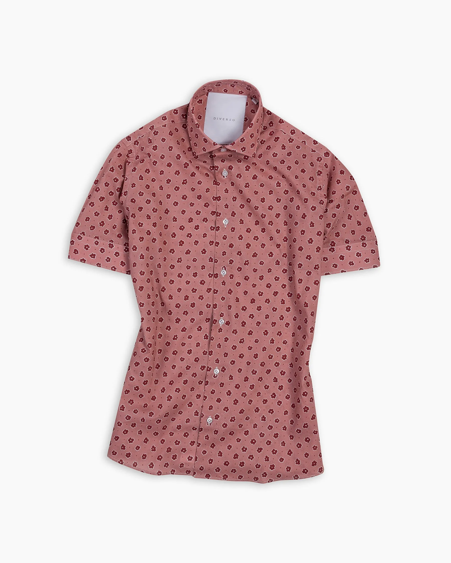 Pink Hand-Drawn Floral Short Sleeve Shirt