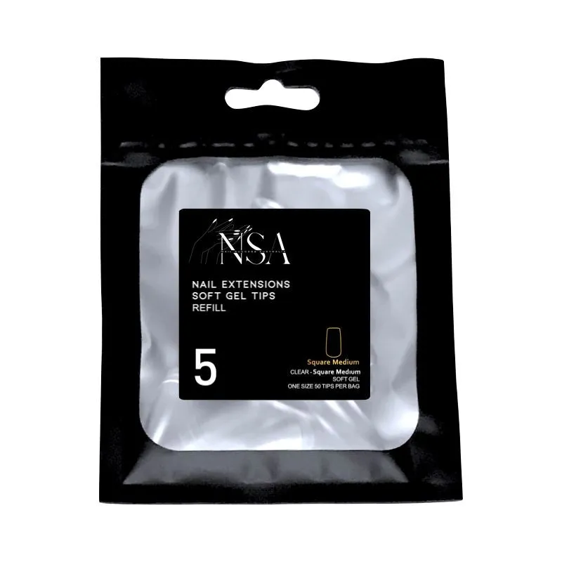 Soft Gel Tips Individual Refill Sizes 50pcs - Square